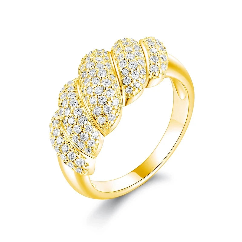 Luxury 100% Real 18k Gold Platinum PT950 Women's Niche High-end Bread Shape Ring