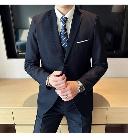 Men's High-Quality 3-Piece Business Casual Wedding Suit Vest Trousers Set Handsome Fashion Banquet Clothing S-6XL