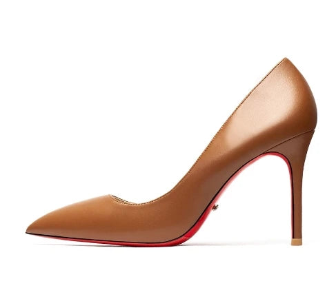 12CM Brown Patent Leather Pumps Women Red Bottom Heels Elegant High Heeled Stilettos Evening Shoe for Party