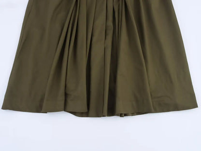 women's casual fashion pleated drop shoulder short sleeve V-neck midi long dress
