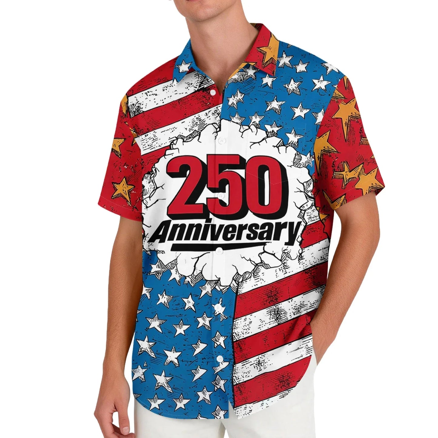 Patriotic American Flag Print Mens 250 Years of Freedom Raglan T Shirt Waffle V Neck Short Sleeve Casual Tops
