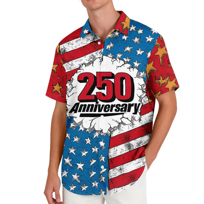 Patriotic American Flag Print Mens 250 Years of Freedom Raglan T Shirt Waffle V Neck Short Sleeve Casual Tops
