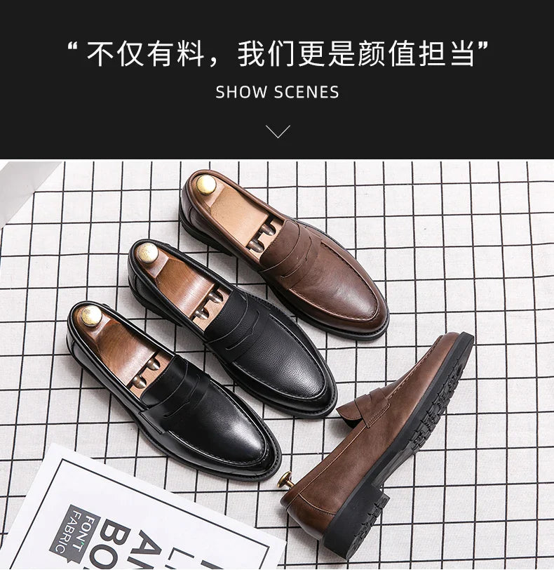 Classic Men's Dress Shoes Office Formal Leather Shoes High Quality Brogues Casual Business Shoes For Men Social Party Loafers