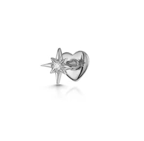 1PC 925 Sterling Silver Crown Horse Eye Zircon Heart Flat Head Cartilage Piercing Stud Earring For Women Claasic Earring