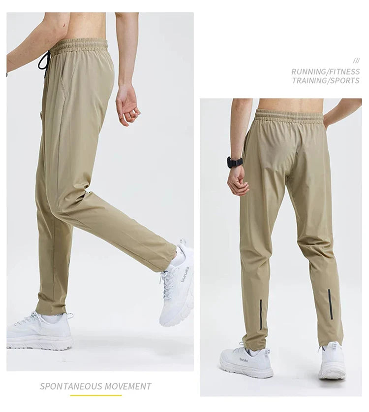 Gym Fitness Trousers Men's Pencil Pants Tight Jogging Running Breathable Quick-Drying Ice Silk Sports Wind Casual Fashion Pants