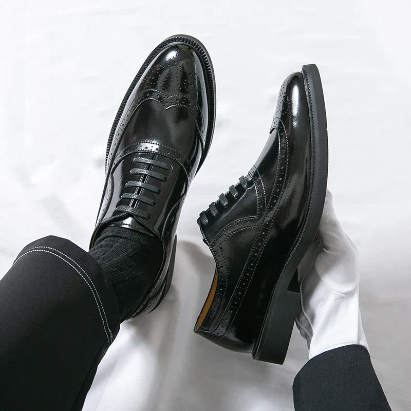 Men Suit Casual Shoes Luxury Men Brogue Dress Shoes Formal Business Leather Shoes Men Brown Wedding Italian Banquet Shoe Size 46