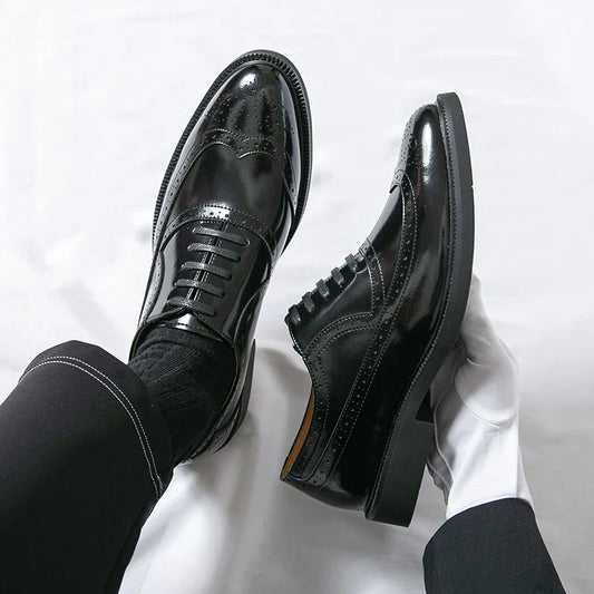Men Suit Casual Shoes Luxury Men Brogue Dress Shoes Formal Business Leather Shoes Men Brown Wedding Italian Banquet Shoe Size 46