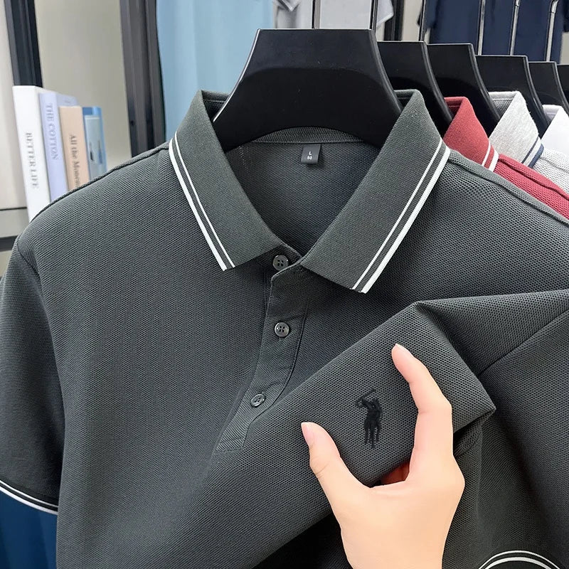 Fashion brand 100% cotton summer new item men's original pony embroidered polo shirt comfortable and breathable short sleeve top