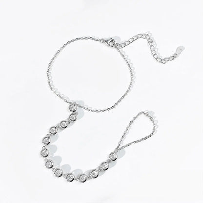 3mm Moissanite Bracelets for Women Girls 15-20cm Adjustable Chain 925 Sterling Silver Plated 18k Dainty Bubble Bracelet