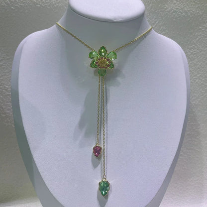 2025 New Trend Fine Jewelry Sets Charm Pink Blue Flower Crystal Fashion Original Luxury Necklace Earring Romantic Gift for Women