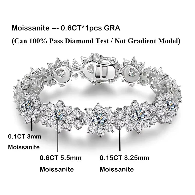 Luxury Sunflower 2.8-5.8cttw Full D Color Moissanite Drop Earrings for Women S925 GRA Certified Diamond Tassel Earring Gift