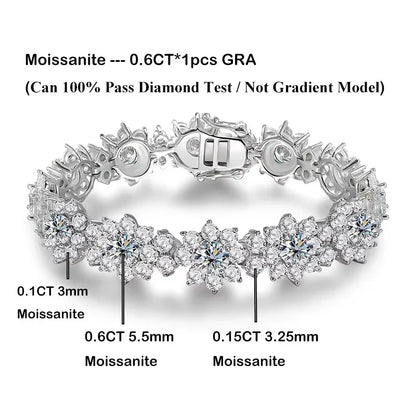 Luxury Sunflower 2.8-5.8cttw Full D Color Moissanite Drop Earrings for Women S925 GRA Certified Diamond Tassel Earring Gift