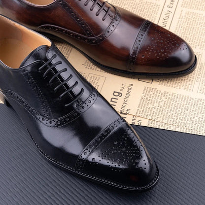 Luxury Mens Leather Wedding Shoes China Factory Hot Selling Handmade Genuine Men Formal Dress Shoes Lace-Up Classic Brogue Shoe