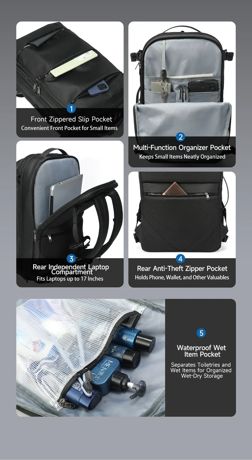 Vacuum Compression Backpacks Men Travel Backpack Expandable USB Bag Large Capacity 17 Laptop Bags For Schoo Cabin Bags