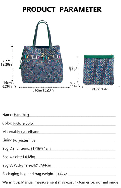 Classic Full Print Pattern Mother And Child Tote Bag For Women 2026 New Light Luxury Large Capacity Commuter Handbag
