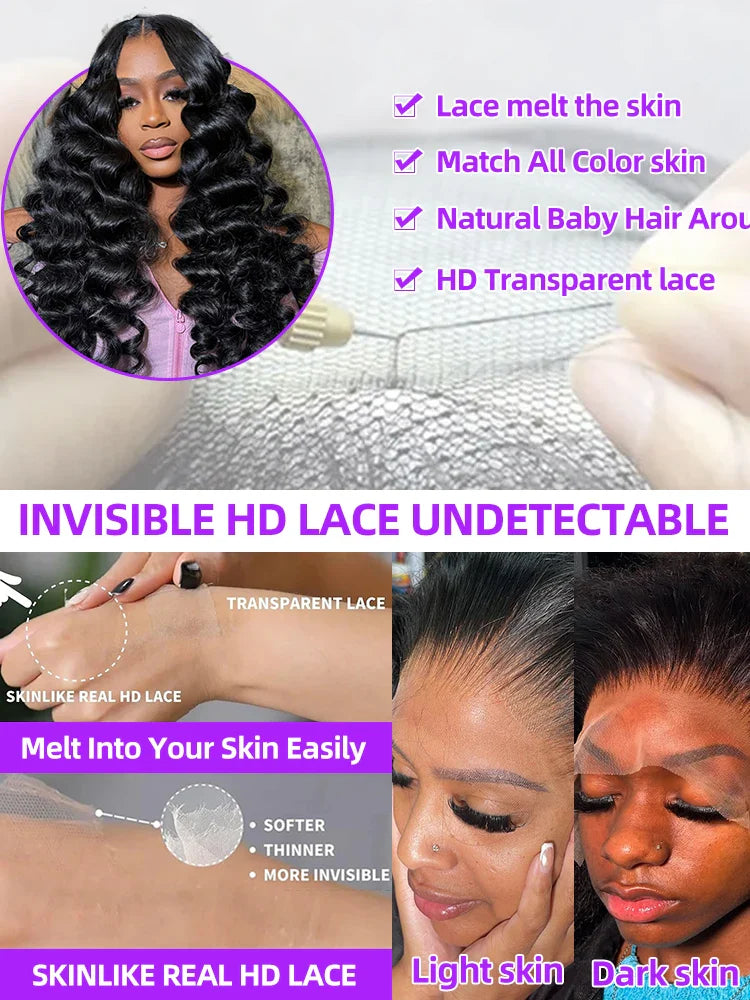 Loose Wave 13x6 HD Lace Frontal Wigs Loose Waves Wig Human Hair Brazilian Loose Deep Wave Curly Wigs Human Hair For Women