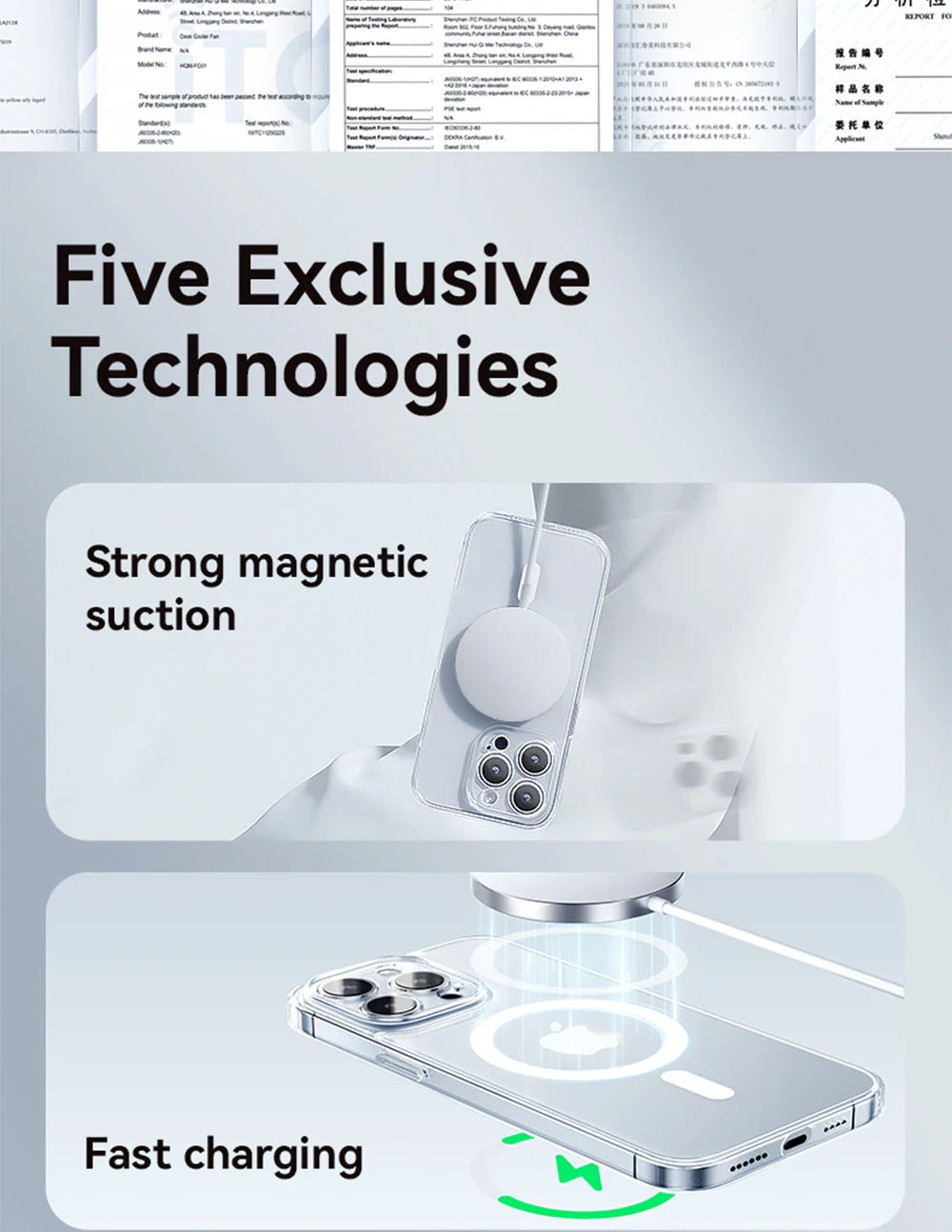Magnetic Transparent Case For iPhone 15 14 13 Pro Max Case For Magsafe Wireless Charge Shockproof Cover Anti-fall