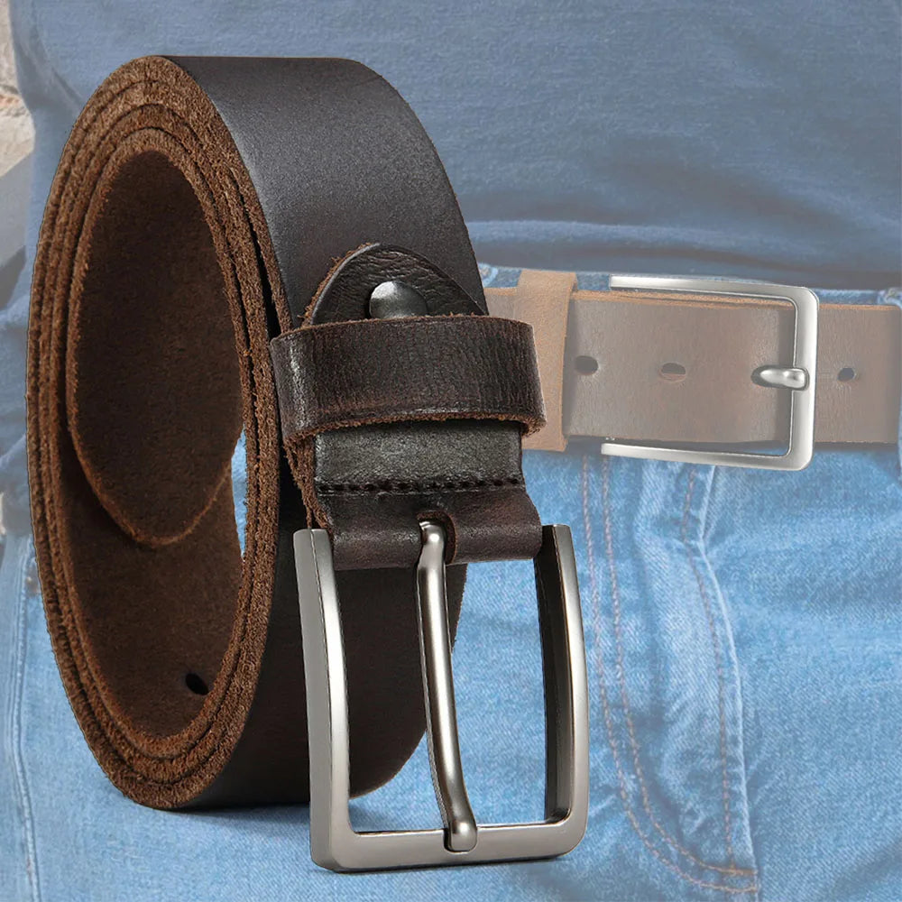 Antique High-quality Metal Needle Buckle High-quality Top Layer Cowhide Men's Casual Belt with Multiple Colors To Choose
