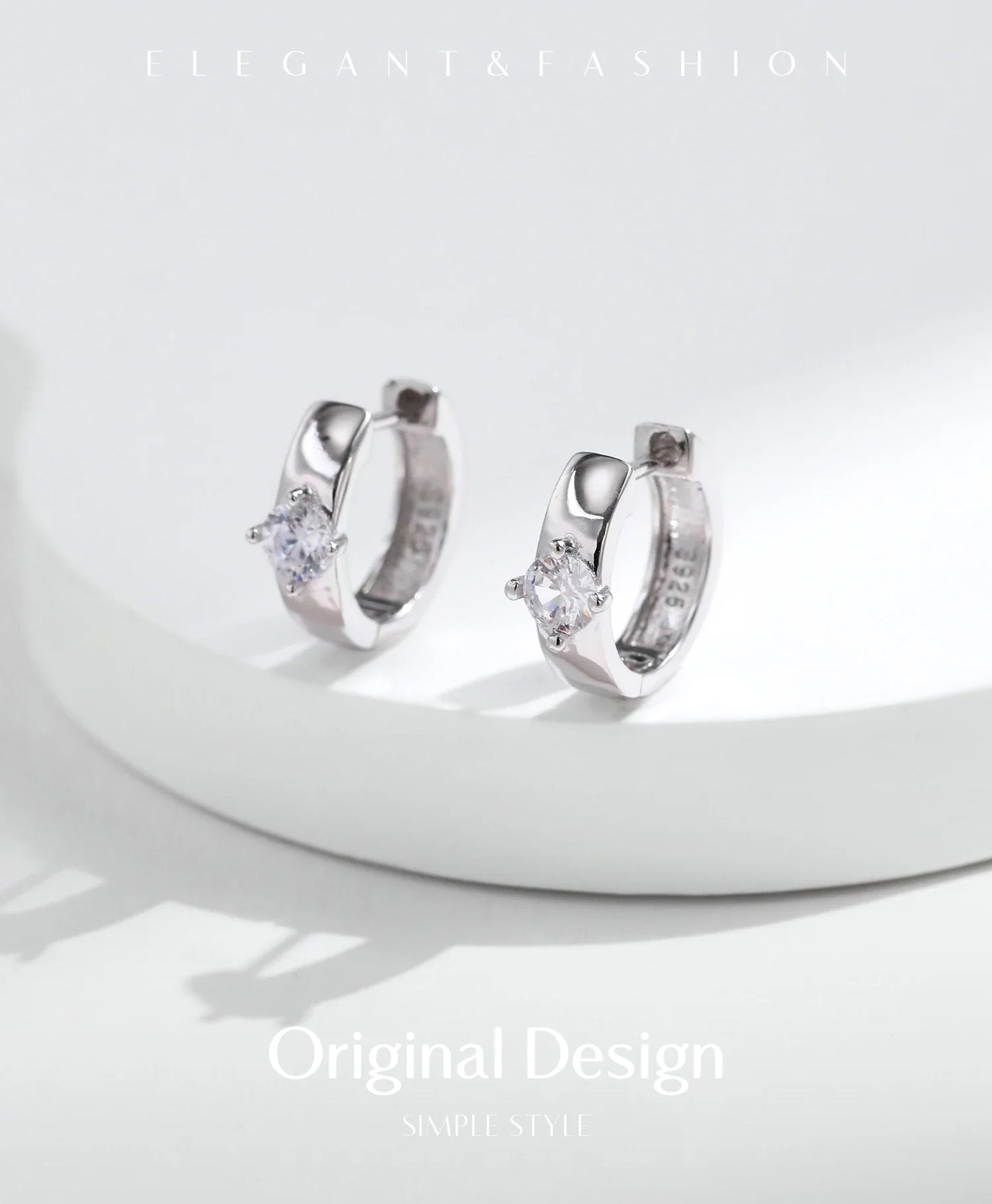 Round Moissanite Ear Buckles Lab Diamond 925 Sterling Silver Engagement & Wedding Hoop Earrings for Women Jewelry Gifts