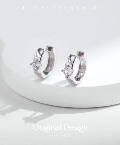 Round Moissanite Ear Buckles Lab Diamond 925 Sterling Silver Engagement & Wedding Hoop Earrings for Women Jewelry Gifts