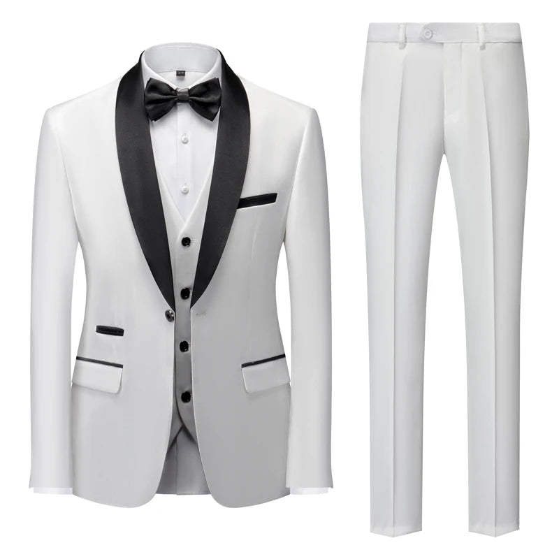 Formal Suit Set Coat Vest Trousers Business Groom Wedding Dress Blazer Pants suit men trajes de boda para hombre completos