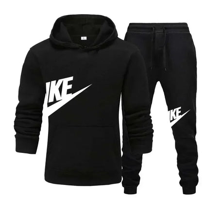 A new autumn and winter men's casual sportswear set of 2-piece hooded sweatshirt and long pants for outdoor fashionable jogging