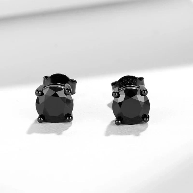 4 Claw GRA Certified 0.5/1CT Black Moissanite Earrings for Women Man Unisex 925 Silver Plated 18K Black Gold Party Ear Stud