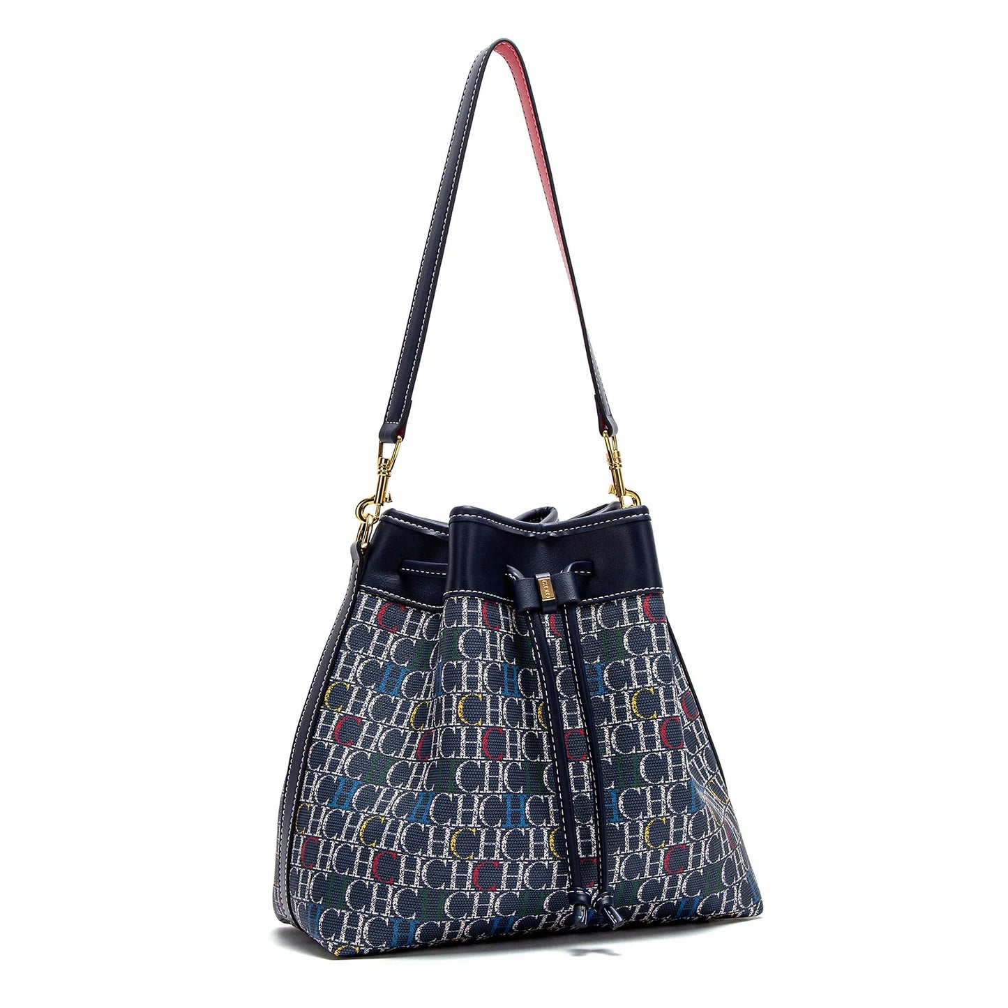 Women's Bucket Bag Spring New Wine Red Drawstring Bag Dual purpose Shoulder Strap Commuter Wallet