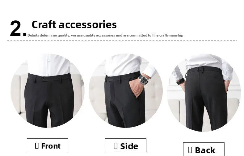 Thickened Fleece Men's Casual Straight Leg Pants Autumn Winter Elastic Slim Fit Korean Style Fashionable Nine Point Long Trou...