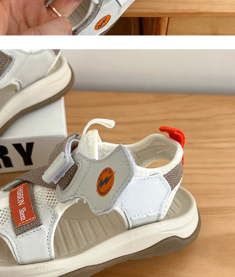 2026 Summer Kids Sandals for Boys Anti-slippery Sole Toddler Beach Shoes Hook&loop Baby Boys First Walkers Barefoot Casual Wear