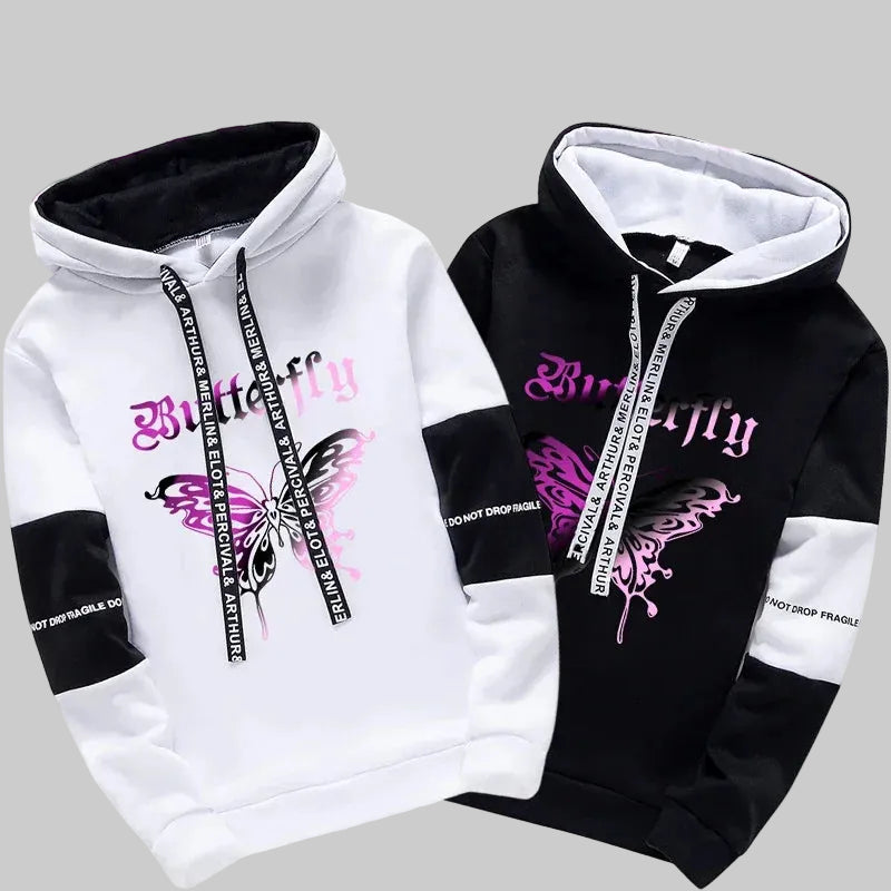 Girls Urban Fashion Loose Coat Letter Print Hoodie for Woman High Grade Y2K Korean Style Hooded Long Sleeve Sweatshirt