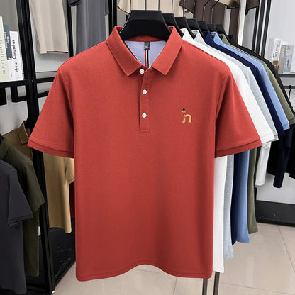Brand Design Men's Polo Shirt Lapel Short Sleeve T-Shirt Summer New Exquisite Dog Embroider Fashion Business Handsome Men's Wear