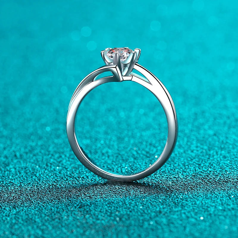0.5ct 5mm Moissanite Ring Lab Diamond Solitaire Ring for Women Engagement Promise Bands Wedding Band Fine Jewelry