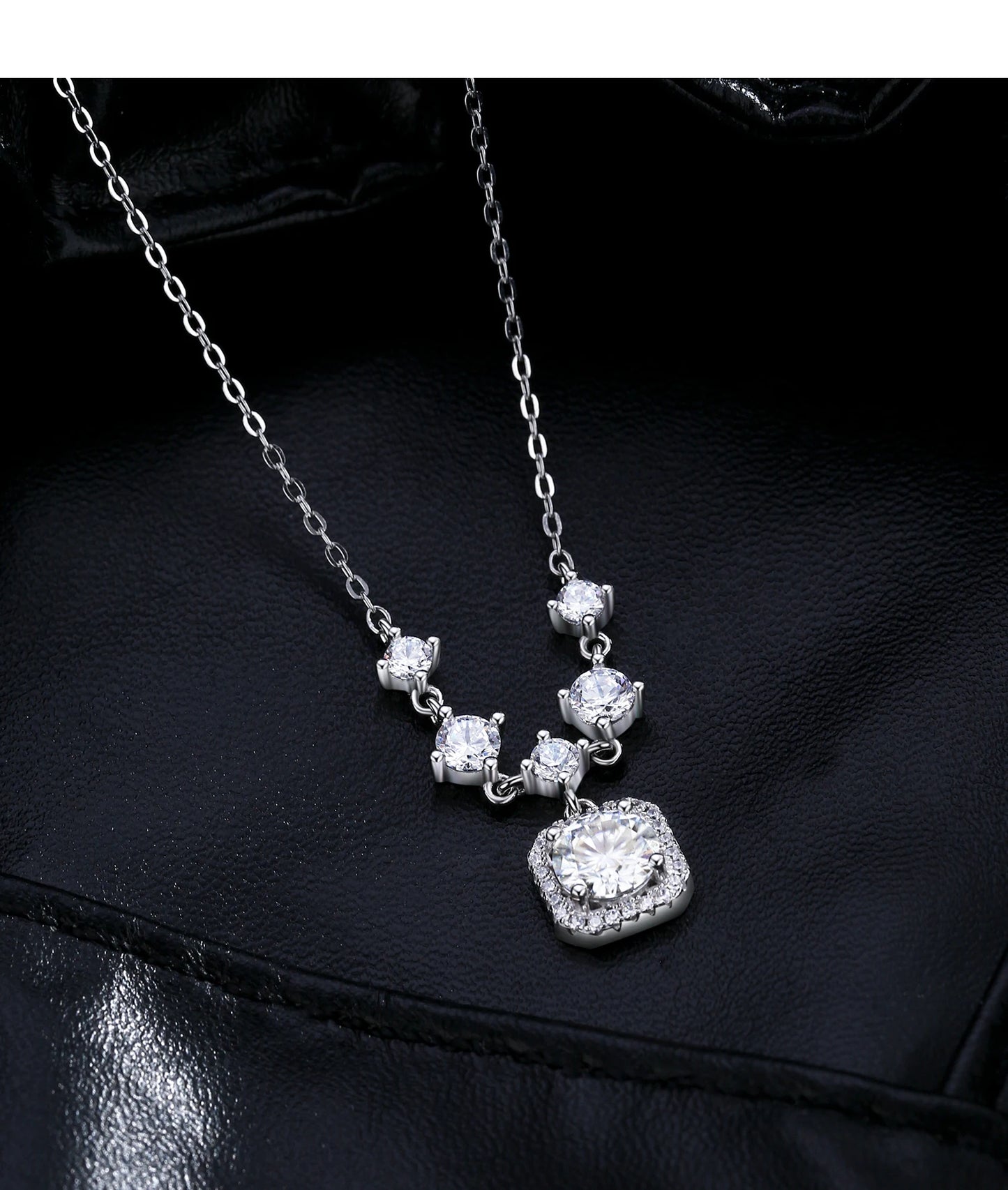 D Color Moissanite 925 Sterling Silver Luxury Geometric Charm Necklace Bracelet For Women Wedding Statement Jewelry Set