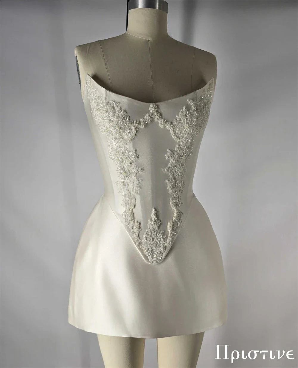 Customized Elegant White Satin Exquisite Appliques Wedding Dress Fashion Bridal Party Sexy Strapless Delicate Bridal Gowns