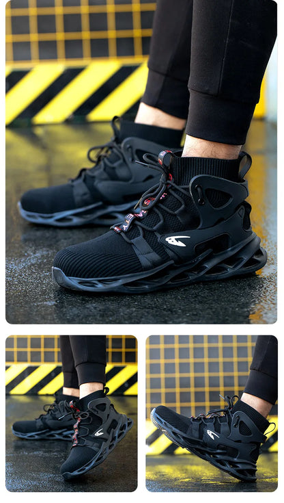 New Breathable Men Boots Anti-smash Work Sneakers Safety Shoes With Steel Toe Cap Indestructible Work Boots Hiking Shoes