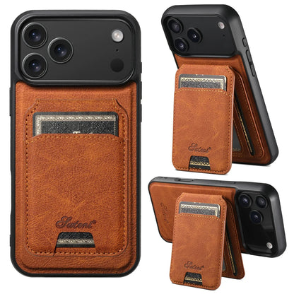 Wireless Charging Phone Case Magnet Card Holder Stand Faux Leather For iPhone 17 Pro Max 16 Plus 15 14 13 12