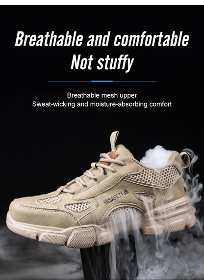 Men Safety Shoes Work Sneaker Anti-smash Non Slip Work Shoes Steel Toe Protection Shoes Lightweight Breathable Industrial Shoes