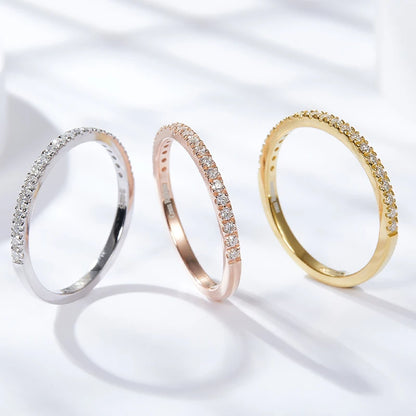 3pcs 0.2ct Moissanite Eternity Ring for Women Men 1.3mm 18k Gold Plated Sterling Silver Wedding Moissanite Band Jewelry