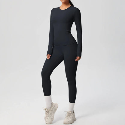 2 PCS Sportswear Yoga Set Gym Clothes Yoga Suits For Women Fitness Set Tracksuits Sports Long Sleeve Crop Top Gym Leggings