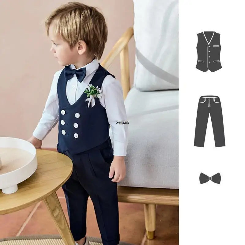 Baby Kids Photography Suit Newborn 1 Year Birthday Ceremony Costume Children'S Day Performance Suit Boys Formal Wedding Dress
