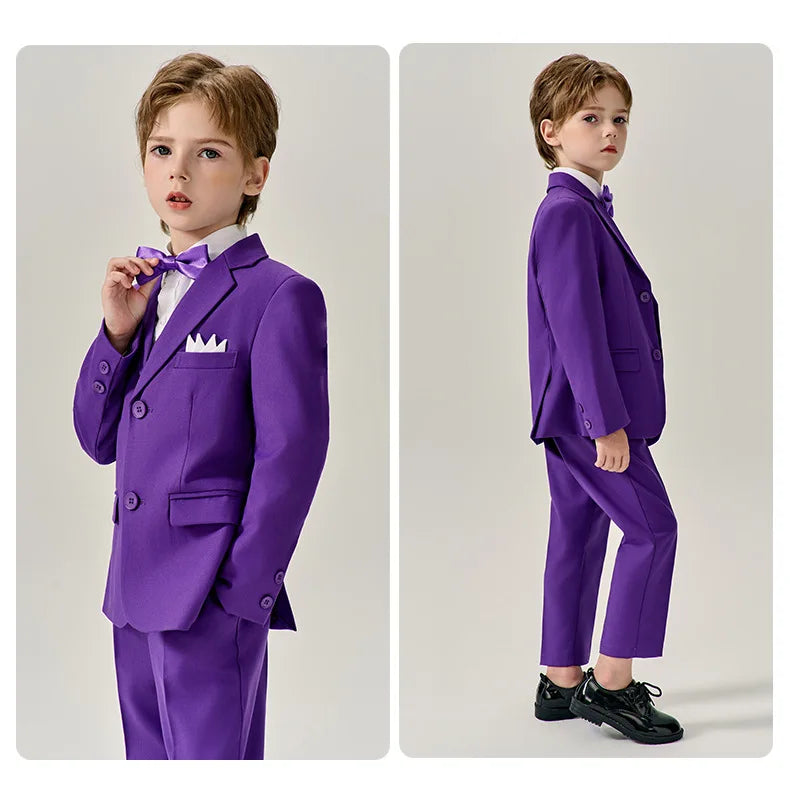 Boys Dark Green Jakcet Vest Pants Bowtie Evening Party Dress Children Wedding Photograph Suit Kids Ceremony Performance Costume