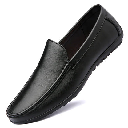Spring Genuine Leather Men's Loafers Handmade Moccasins Casual Shoes Soft Sole Mens Business Flat Brown Minimalist Leather Shoes