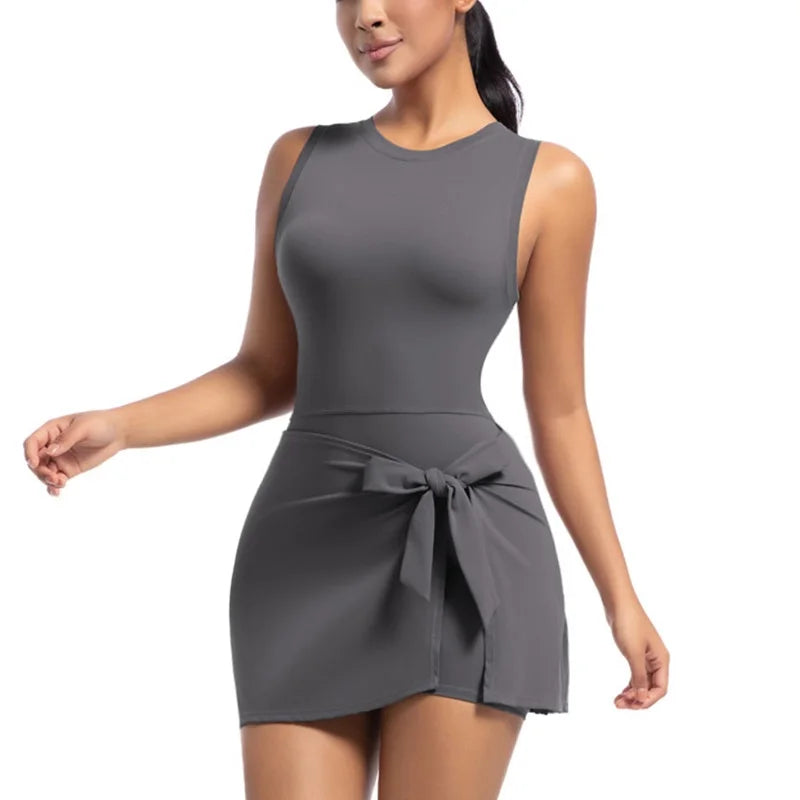Tennis Skirts Sports Dress Golf Gym Yoga Dresses Women Girl Running Workout Long Skirt Fitness One Piece Dress