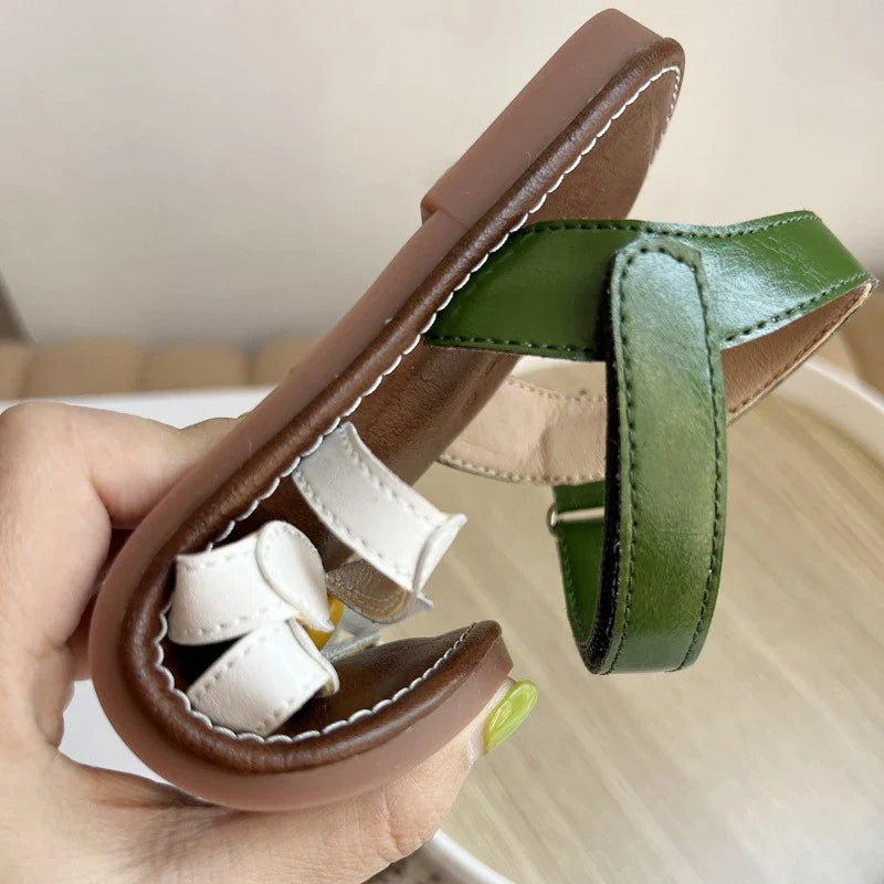Summer Toddler Girls Flower Sandals Soft Non-Slip Sole Breathable Lightweight Casual Shoes for Beach Daily Outdoor Wear
