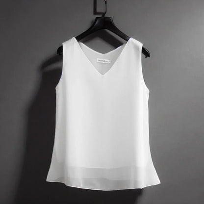 New Arrival Casual Shirt Chiffon Vest Female Summer New Sleeveless Halter T-shirt V-neck Blouse Loose Inside Cover Bellies