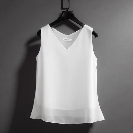 New Arrival Casual Shirt Chiffon Vest Female Summer New Sleeveless Halter T-shirt V-neck Blouse Loose Inside Cover Bellies