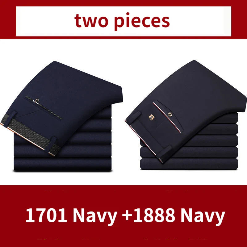 Classic Black Men's Office Dress Pants for Business Formal Fashionable Slim Fit Men's Suit Pants Casual Trousers Plus Size 28-40