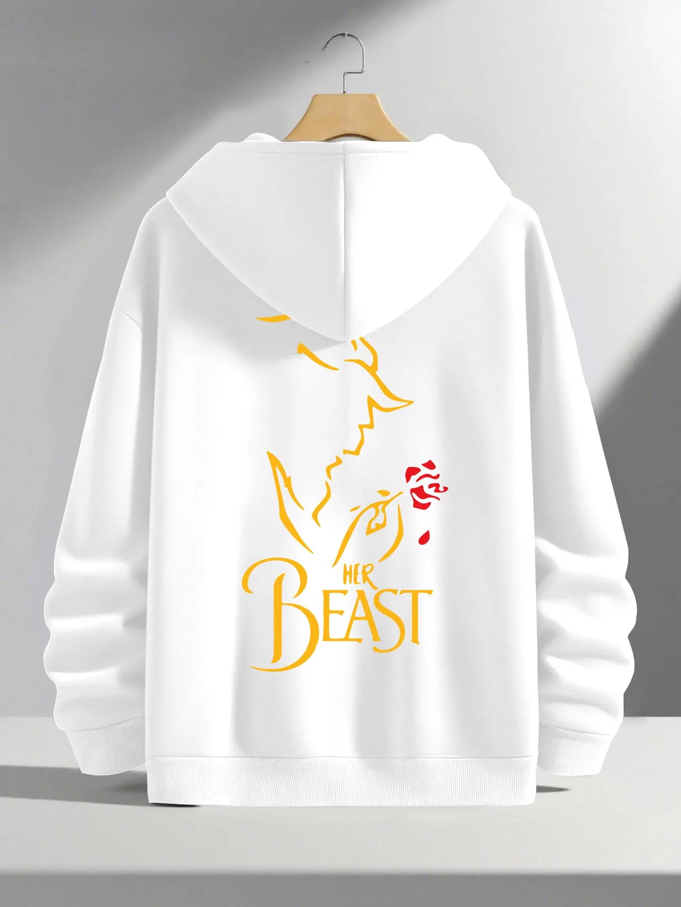 Romantic Theme Beauty and the Beast Couple Hoodies Men'S Women'S Separate Styles Pullover Casual Loose Fit Sweatshirt Hoodie Y2K