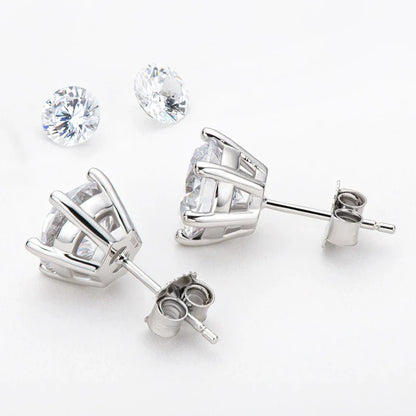 Real 0.5ct/1ct/2ct D Color Moissanite 925 Sterling Silver Gold Plated Stud Earrings For Women Wedding Fine Jewelry Gift